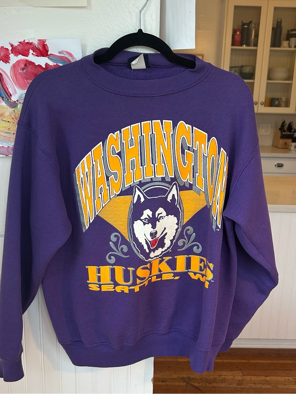Vintage Washington Huskies Purple Graphic Crewneck Sweatshirt